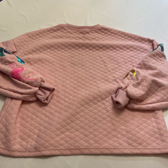 NWT Simply Southern Sunkissed Pink Sequin Crewneck Sweater Pullover Size Large - Picture 8 of 9
